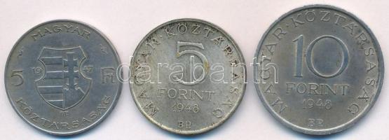 1947. 5Ft Ag "Kossuth + 1948. 5Ft Ag "Petőfi" + 10Ft Ag "Széchenyi" T:2