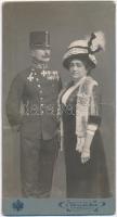 cca 1914 Ezredes kitüntetésekkel, keményhátú fotó Grillich bécsi műterméből, 20,5×11 cm
