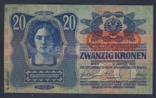 1913. 20K piros "Deutschösterreich" fny-sal T:I-
