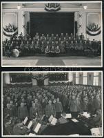 cca 1920-1940 Ludovika zenekara, tisztek, tábornokok, 2 db fotó, 11×17 és 23×17 cm