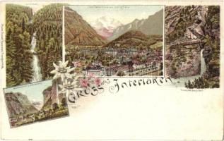 Interlaken, Lauterbrunnen, Jungfrau, Trimmelbachfall, Rosenblatt litho / mountains, waterfall, floral, litho
