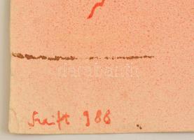 Szeift Béla (1944-2012): Padlón vagyunk.. Vegyes technika, papír, jelzett, foltos, 39×59 cm