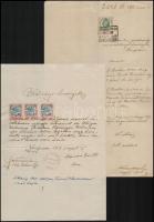 1866 Újvidék, keresztelési anyakönyvi kivonat + 8 db kapcsolódó okmány, okmánybélyegekkel