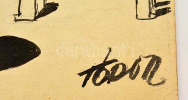 Tódor jelzéssel: 7 db karikatúra, néhányon kis szakadással, tus,akvarell, ceruza, 21×15-40×27 cm