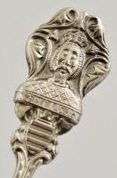 6 db Szent László-motívumos ezüst (Ag.) emlékkanál, jelzettek, saját dobozaikban, összesen 98 g