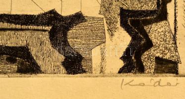 Kádár György (1912-2002): Fény és árnyék. Rézkarc, papír, jelzett, 24×29 cm