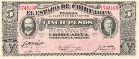 Mexikó/Chihuahua 1915. 5P T:I