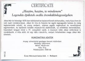 DN "Hazám, hazám, te mindenem / Legendás épületek - Jókai Mór / Jókai Mór emlékház" ezüstö...