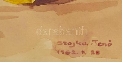 Szajku Jenő (?-): Citromos csendélet. Akvarell, papír, 29×40 cm