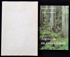 Vegyes könyvtétel, 2 db:   Faludy György-Eric Johnson: Jegyzetek az esőerdőből. Bp.,1991, Magyar Világ. Kiadói papírkötés.   Mészöly Miklós: Az én Pannóniám. Bp., 1991, Babits. Kiadói papírkötés.