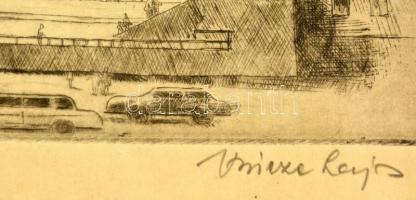 Vincze Lajos (1914-2002): Budapest szálló. Rézkarc, papír, jelzett, kis gyűrődéssel, 19×29 cm