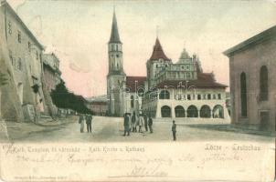 Lőcse, Levoca; Katolikus templom, városház / Catholic church, town hall (kis szakadás / small tear)