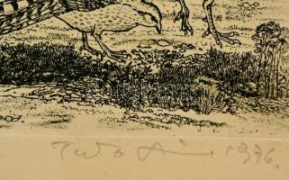 Tuka László (1924-2007): Madarak. Rézkarc, papír, jelzett, 34×24 cm