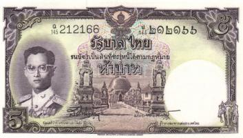 Thaiföld 1953-56. 1B, 5B, 10B, 20B, 100B komplett sor! Sign.41,44. T:I