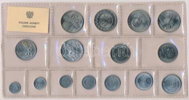 Lengyelország 1949-1976. 1gr-20Zl (15x) forgalmi sor lezárt fóliatokban T:1,1- Poland 1949-1976. 1 Groszy - 20 Zlotych (15x) coin set in sealed foil packing C:UNC,AU