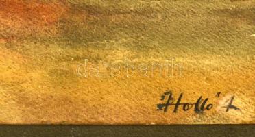 Holló jelzéssel: Tájkép. Akvarell, papír-karton, 23×39 cm