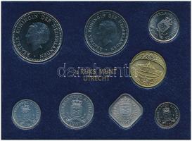 Holland-Antillák 1981. 10c-2 1/2G (7xklf) forgalmi sor dísztokban + "Ruks Munt" emlékérem ...