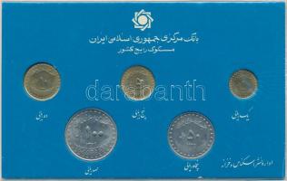 Irán 1993 (1372). 1R-100R (5xklf) forgalmi sor karton díszcsomagolásban T:1,1- Iran 1993 (1372). 1 Rial - 100 Rials (5xdiff) coin set in cardboard case C:UNC,AU