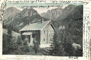 1904 Tátra, Nagytarpataki-völgy, Középorom, Lomniczi-csúcs, Zerge szálló / Velká Studená dolina, hotel, Lomnicky stít, mountains (fa)