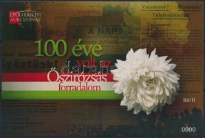 2018 100 éve volt az Őszirózsás forradalom emlékív 0000 sorszámmal
