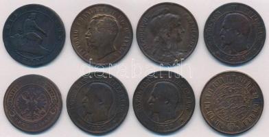 8db-os vegyes külföldi réz- és bronzpénz tétel, közte Franciaország, Hollandia, Olaszország, valamint Spanyolország 1870OM 10c Cu T:2-,3 8pcs of various bronze and copper coins, including France, Netherlands, Italy, also Spain 1870OM 10 Centimos Cu C:VF,F