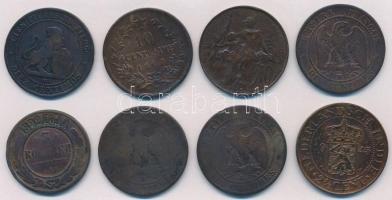 8db-os vegyes külföldi réz- és bronzpénz tétel, közte Franciaország, Hollandia, Olaszország, valamin...