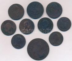 1763-1861. 10db-os vegyes magyar rézkrajcár tétel T:2-,3