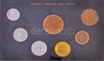 Nepál 1973. 1p-1R (7xklf) forgalmi sor eredeti dísztokban T:PP Nepal 1973. 1 Paisa - 1 Rupee (7xdiff) coin set in original case C:PP