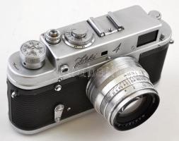 Zorkij-4 távmérős fényképezőgép, Jupiter-8 2/50 mm objektívvel, eredeti bőr tokjában, jó állapotban ...