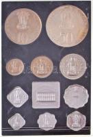 India 1974. 1p-50R (10xklf) forgalmi sor eredeti dísztokban, benne 1974. 50R Ag "F.A.O." +...