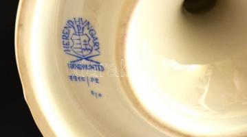 Herendi petrezselyemmintás porcelán gyertyatartó, kézzel festett, jelzett, hibátlan, m: 14 cm