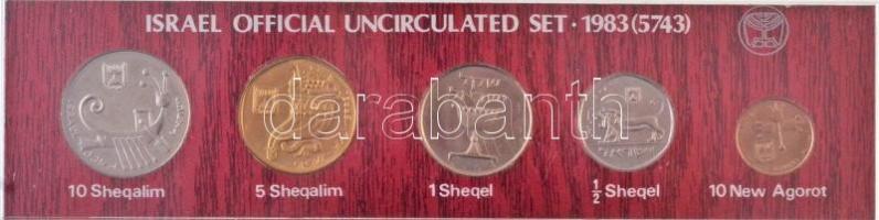 Izrael 1983. 10a-10Sh (5xklf) forgalmi sor dísztokban T:1 Israel 1983. 10 Agorot - 10 Shequalim (5xdiff) coin set in case C:UNC