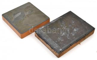 2 db fém nyomólemez, az egyiken lányportréval, a másikon a Magyar Anjou-legendárium egy jelenete (Sz...