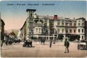 Brassó, Kronstadt, Brasov; utcakép, Rezer Adolf üzlete, fogorvos, kiadja Grünfeld Vilmos / street view with automobiles, shop, dentist (EK)