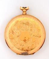 Arany (Au.) 14K zsebóra, jelzés nélkül, sérült, nem működik, bruttó 69,6 g