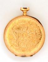 Arany (Au.) 14K zsebóra, jelzés nélkül, sérült, nem működik, bruttó 69,6 g