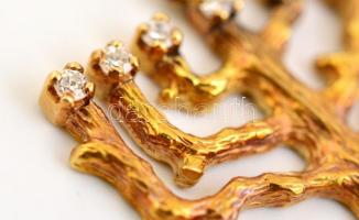 Arany (Au.) 14K menóra függő, kő berakással, jelzett, 3×2,5 cm, bruttó 7 g