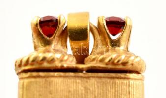 Arany (Au.) 14K tóratekercs függő, kő berakással, jelzett, 4×1,5 cm, bruttó 11 g