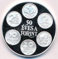 1996. "50 éves a Forint / 1946. augusztus 1. - 1996" jelzett Ag emlékérem dísztokban (31,41g/0.999/42mm) T:PP ujjlenyomat