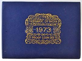 India 1973. 1p-10R (9xklf) forgalmi sor eredeti, sérült dísztokban, közte 1973. 10R Ag "F.A.O.&...