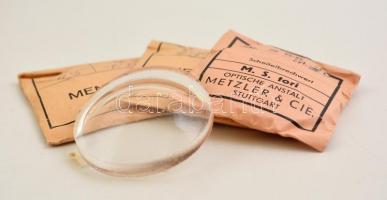 cca 1930 Cvikkerbe és lornyonba való régi lencsék, plusz és mínusz dioptriások vegyesen, csiszolatlanok, dobozban, összesen 57 db