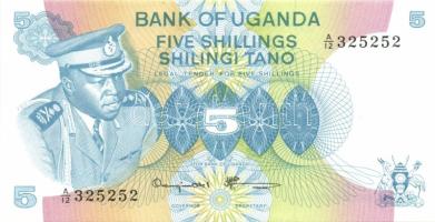 Uganda 1973-77. 5Sh, 10Sh, 20Sh, 50Sh, 100Sh komplett sor! T:I