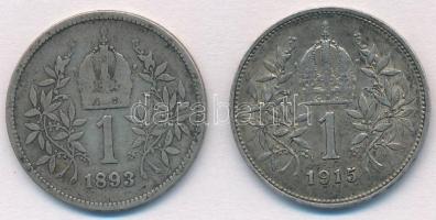 Ausztria 1893-1915. 1K Ag "Ferenc József" (2x) T:2,2-
Austria 1893-1915. 1 Corona "F...