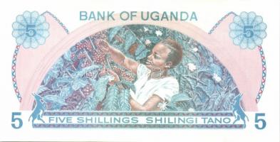 Uganda 1973-77. 5Sh, 10Sh, 20Sh, 50Sh, 100Sh komplett sor! T:I