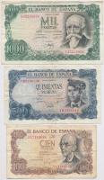 Spanyolország 1970. 100P + 1971. 500P + 1000P T:III,III- Spain 1970. 100 Pesetas + 1971. 500 Pesetas + 1000 Pesetas C:F,VG
