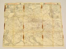 cca 1910 Közép-Európa vasuti térképe, Bp. Posner Károly Lajos és fia, foltos, kissé szakadozott, 52x69 cm./ cca 1910 Railroad map of Central Eurpe, spotty, 52x69 cm.