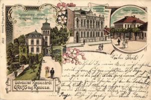 1899 Resica, Resita; Igazgatósági épület, községház, polgári iskola. Adolf Weiss / directorate's building, town hall, school. Art Nouveau, floral, litho  (EK)