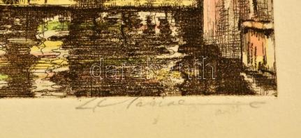 Olvashatatlan jelzéssel: Hallstatt, színezett rézkarc, papír, 31×43 cm