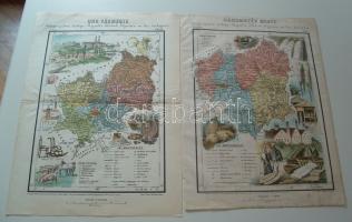 ca. 1890. Hatsek Ignác: Magyarország megyei térképei, 53 db-os gyűjtemény, mind szines litho nyomat / Landkarten der Komitäten von ungarn, Sammlung von 53 Stk. color. Litho