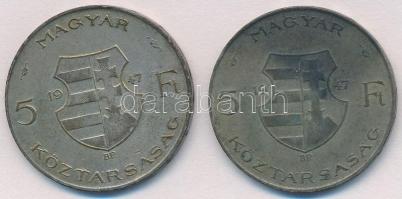 1947. 5Ft Ag "Kossuth" (2x) T:2- patina